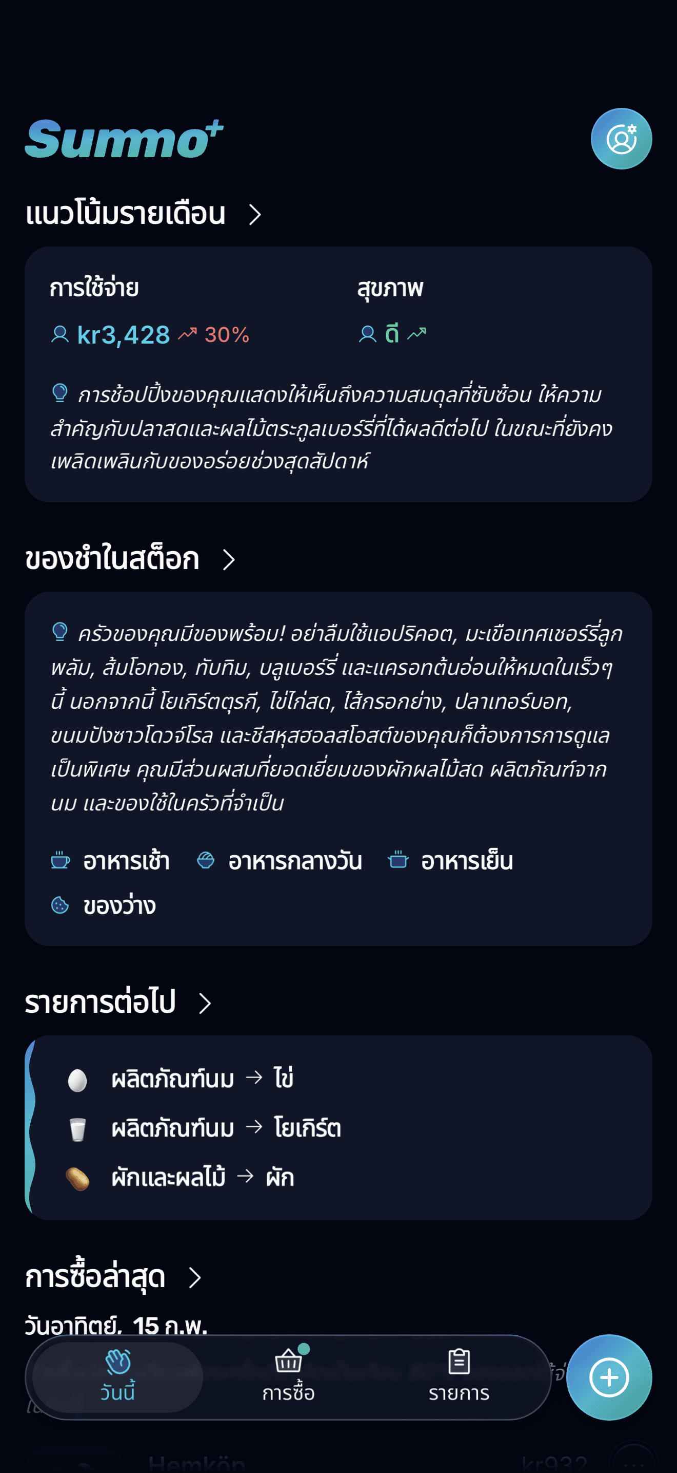 ภาพรวมประจำวันของคุณ