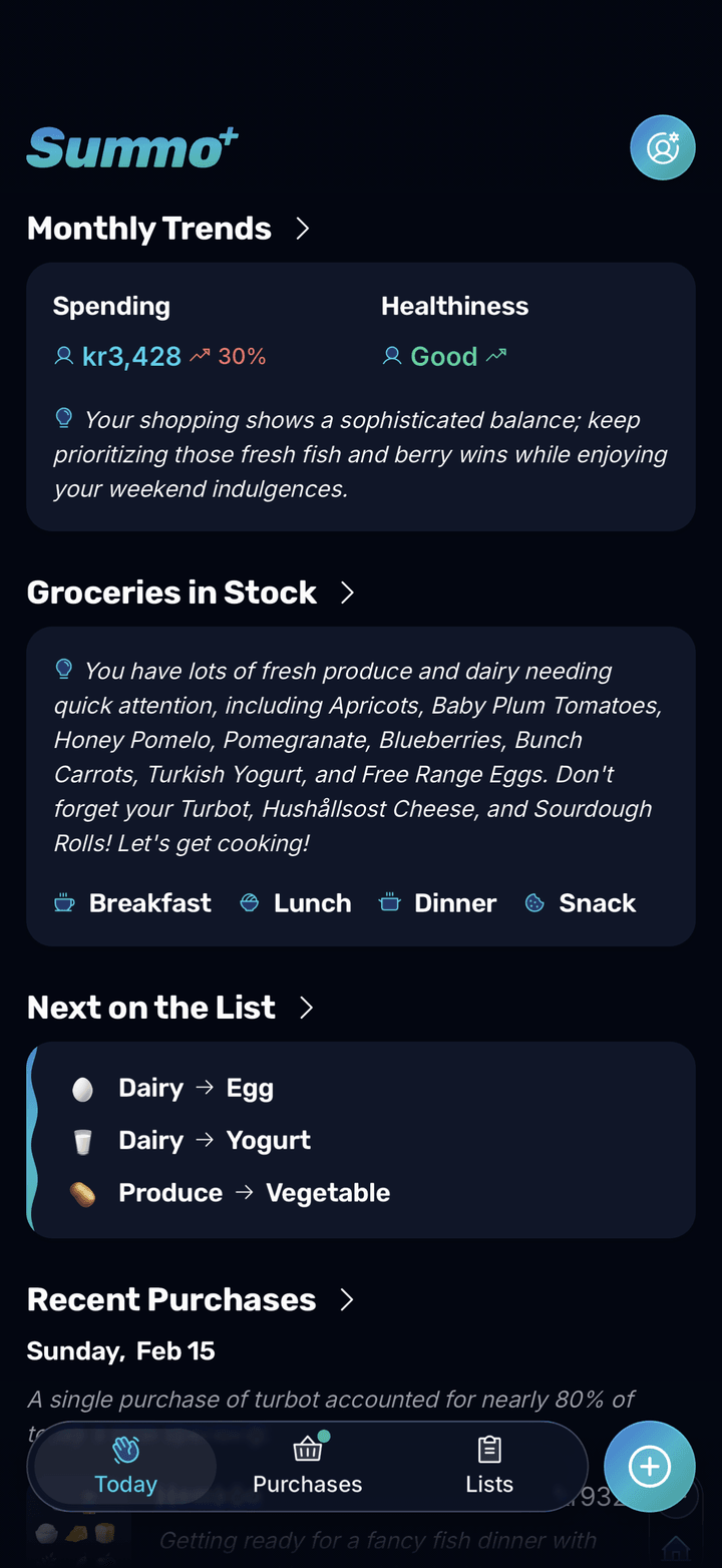 Pantry Inventory Scanner Summo - Receipt Scanner, Pantry Inventory & Nutrition Tracker | Summo
